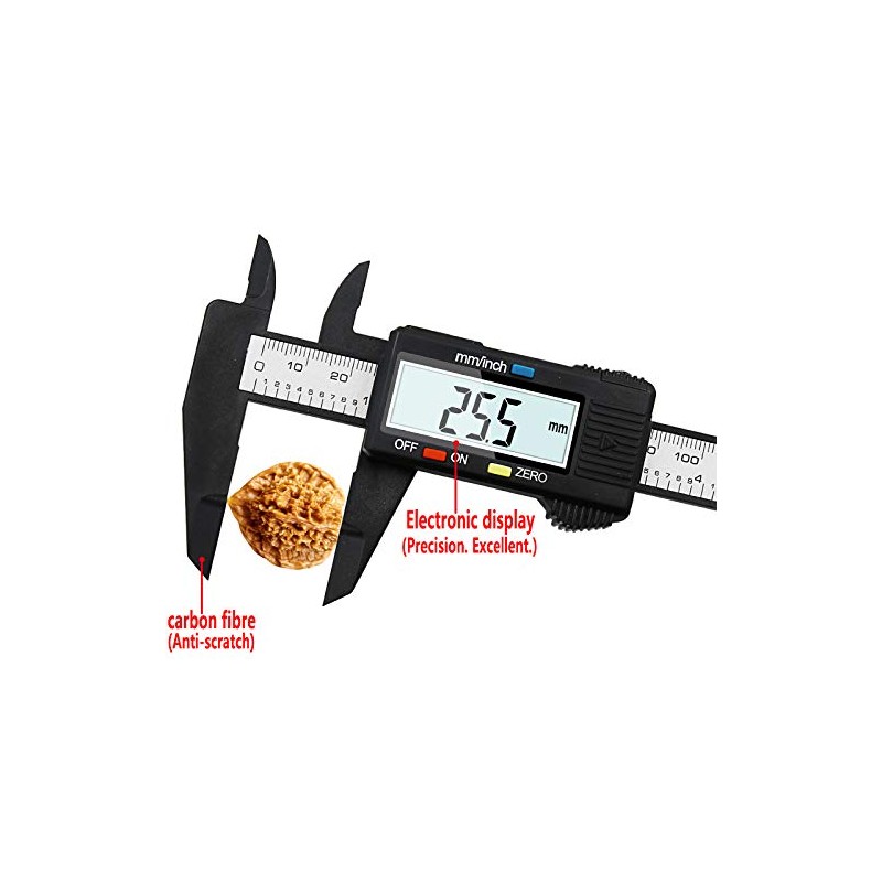 POWERTOOL LCD Digital Caliper, 0-200 Electronic Caliper Precision Vernier Micrometer