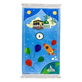 Windplusya Kids Prayer Mat Rug Muslim, Cartoon Tassel Prayer Mat, Islamic Muslim Praying Rug | Janamaz | Sajadah | Salah, Ramadan Eid Gift for Boys/Girls. (Blue airplane)