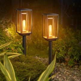 Solar Lights for Outdoors, Pack of 2 Modern Solar Lights with 1200 mAh, Garden Decoration with Warm White Tungsten, Waterproof for Balcony, Patio, Lawn, Yard, Outdoor