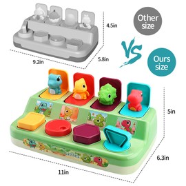 Aiqi Interactive Pop Animal Up Pals Baby Toy,Cause and Effect Toy,Early Learning Infant Toys for Sorting Colors,Montessori Developmental Activity Toys for Babies,Toddlers,Boys Girls 9 12 18+ Months