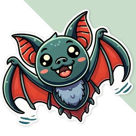 Extra Large 460mm 'Cute Bat Flying' Permanent Sticker Decal for Cars/Windows/Bins/Walls (DW00131019)