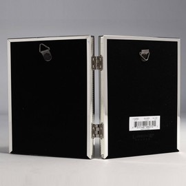 Lawrence Frames Polished Silver Plate 8x10 Hinged Double Picture Frame - Bead Border Design