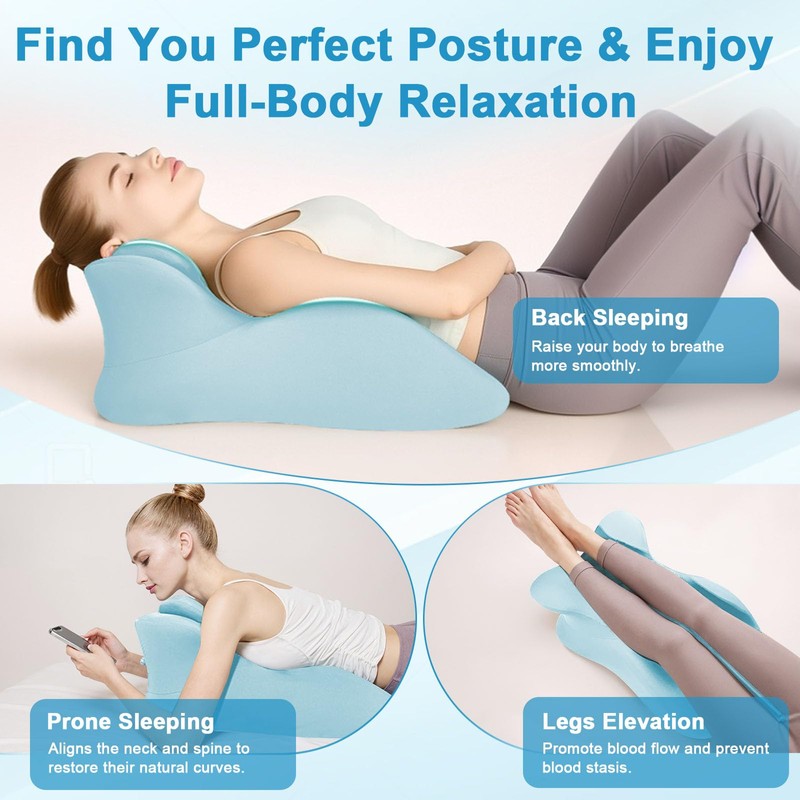 cjc Memory Foam Wedge Pillow for Adults, Multi-Position Support Bed