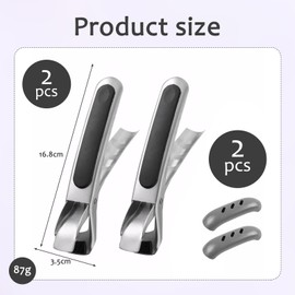 Pack of 2 Airfryer Tongs, Oven Tongs for Hot Air Fryer, Anti-Hot Dish Gripper Non-Slip Stainless Steel Hot Air Fryer Tongs, Anti-scald Tongs, for Baking, Hot Pot with 2 Anti-scald Lids