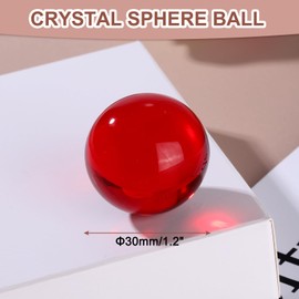 uxcell 30mm/1.2" Crystal Sphere Ball Glass Solid Decorative Sphere Crystal Ball Prop Ornament for Feng Shui Divination Fortune Telling Tabletop Fountain Decoration, Red
