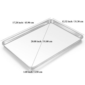 Baking Sheet, Yododo Stainless Steel Baking Pans Tray Cookie Sheet Toaster Oven Tray Pan Cookie Pan, Non Toxic & Healthy, Superior Mirror Finish & Rust Free, Easy Clean & Dishwasher Safe - 17.3 inch