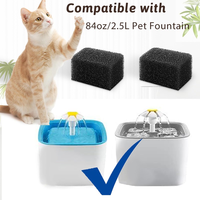Cat Water Fountain Filters, Pack of 8 Cat Fountain Sponge