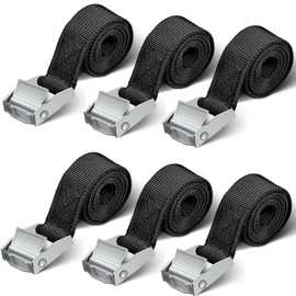 Short Tie Down Straps, Pack of 6, 250 kg, 1 m, 2 m, Black Lashing Straps, Motorcycle Lashing Strap for Motorcycle, Bicycle Carrier, Extremely Robust Lashing Strap (1 m x 6 Pieces)