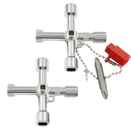CPJJ Pack of 2 Control Cabinet Keys, 4-Way Multifunctional Key, Universal Control Cabinet Key, Zinc Alloy for Electric Water Gas Meter Box Cabinet Open Keys, Silver, silver