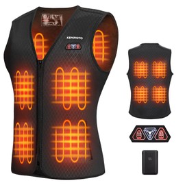 KEMIMOTO Heated Vest for Women, Heated Vest with 8 Heating Zones, 3 Adjustable Heat Settings, Electric Heating Vest Winter with USB, for Motorcycle, Outdoor, Camping, Skiing, Hiking, Hunting, black
