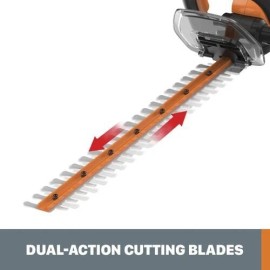 WORX 22" 20Volt Cordless Hedge Trimmer Antivibration Battery Steel Blade Shrub Cutter