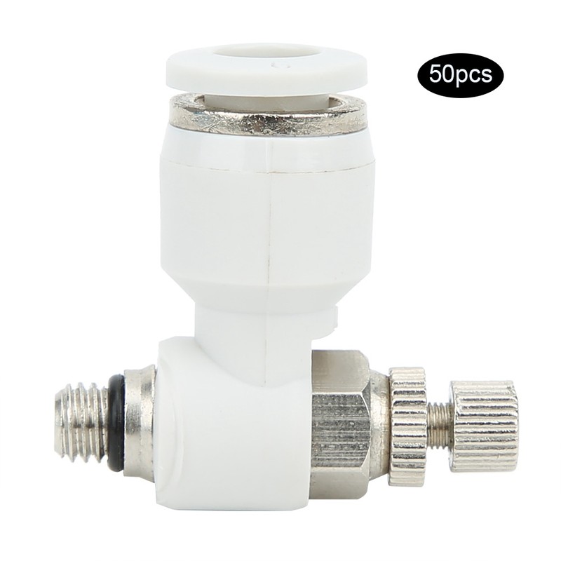 50Pcs Air Flow Control Valve Pneumatic White Adjustment Durable Quick