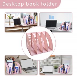 Desk File Organiser, HAIYUU 4 Sections Sturdy Desktop Plastic Magazine File Holder Detachable Stationary File Rack Organiser File Dividers for Home School Office Paper Document