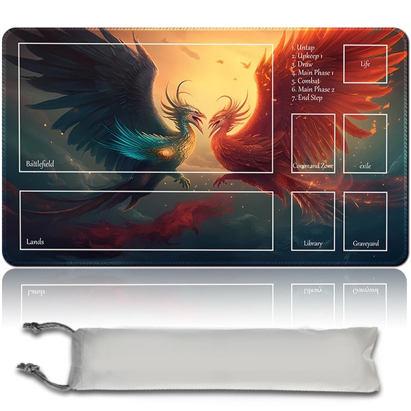 Board Game MTG Playmat + Free Waterproof Bag, Stitched Edges, Smooth Rubber Surface, MTG PlayMat with Zones (An Original ANCESTRAL MASK Playmat) (MTG (6))