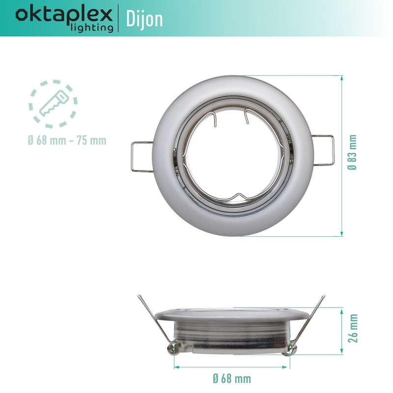 6 x Octaplex Recessed Spotlights Dimmable Dijon Swivelling - LED