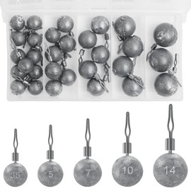 VEPEPE 30 Pcs/5 Sizes Fishing Weights with Swivels Sea Fishing Sinkers 3.5g 5g 7g 10g 14g Deep Sea Fishing Weights Iron Sinkers Weights with Swivel for Rivers, Freshwater, Float Fishing and the Sea