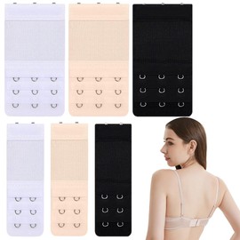 WeddHuis Pack of 6 Bra Extension Stretch Bra Extension, 2 Hooks & 3 Hooks Pregnancy Accessories Bra Extender