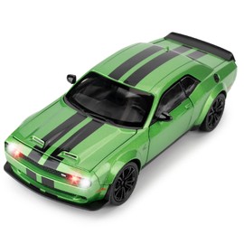 Guarsiliymi 1:22 Challenger Hellcat Car Model, Zinc Alloy Pull Back Toy Car(Green)…