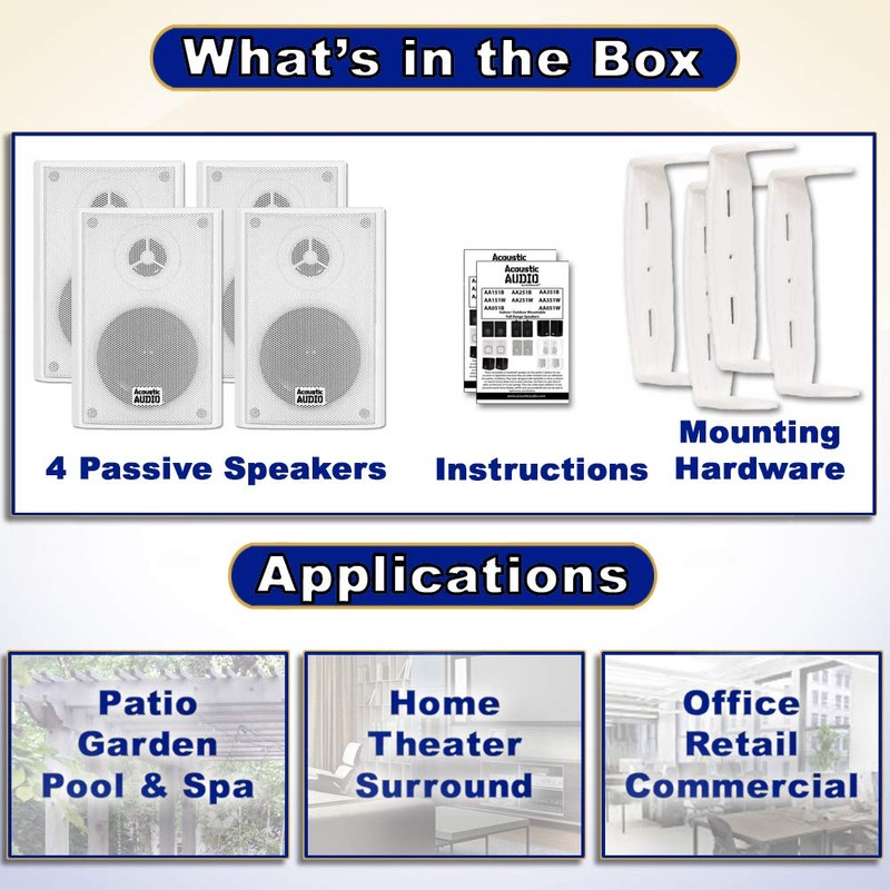 Acoustic Audio AA351W Indoor Outdoor 2 Way Speakers 1000 Watt