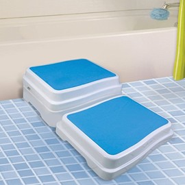 Bath Step - 4-Inch Height Boost, Extra-Large Platform (19.75" x 16"), Non-Slip Rubberized Feet, Supports up to 418 lbs. - Stackable Design for Customizable Height