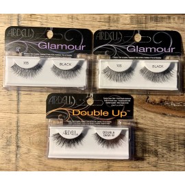 ARDELL Double Up Demi & Glamour False Eyelashes #105~BLACK LOT OF 3 New/Sealed