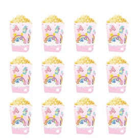 ehdkprk 12 Pcs Care cute Bear Popcorn Box Birthday Party Favor Carebear Snack Treat Boxes Candy Cookie Container Decorations Gifts for Kids Adults Birthday Party Favor Supplies