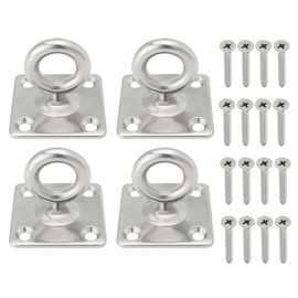 LT Easiyl 4 Sets 360° Rotating Ceiling Hooks 304 Stainless Steel Eye Pad Plate with Screws for Seawater Environment Operation and Yoga Swings Hammock Wire Diameter 8mm