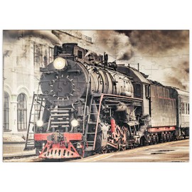 MyPuzzle A Steam Train Departures from the Train Station - Premium 100 Piece Puzzle - MyPuzzle Special Collection by Puzzle Galaxy