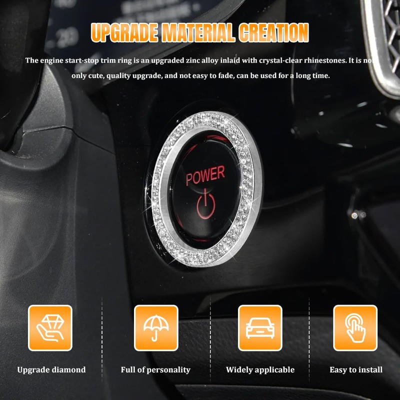 QZTYTY 2PCS Car Engine Start Stop Decoration Ring, Car Start