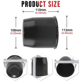 RTrhinotuning 4.25in Black Wheel Center Caps for Trailer Truck RV SUV Rims Push Through Hub Caps 4.33” Tall