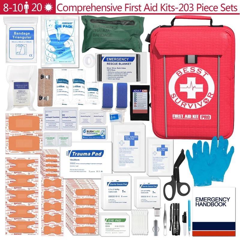 Besst Survivor Comprehensive First Aid Kit -Labeled Compartments for Trauma