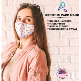Arcarius Breathable Cool Moisture Wicking Face Masks, Washable, Reusable, Women Men Fashion Sport (Strawberry)