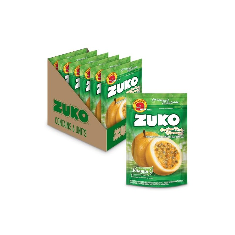 Zuko Passion Fruit Instant Powder Drink Family Pack, 14.1 oz,