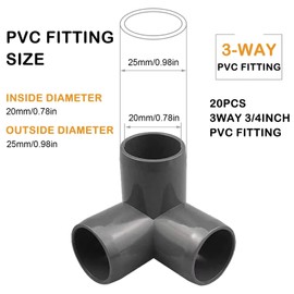 10Pcs 3 Way Elbow Connectors, Furniture Grade PVC Pipe Connectors with 20mm Inner Diameter for Greenhouse Pipe Tent Connections