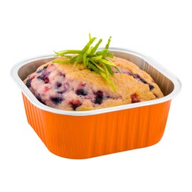 Restaurantware-10 Ounce Disposable Ramekins, 100 Square Creme Brulee Disposable Cups - Oven-Safe, For Cupcakes And Muffins, Orange Aluminum Disposable Baking Cups, Freezer-Safe, Greaseproof