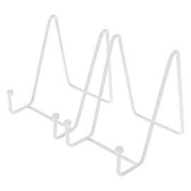 HOLIDYOYO 2pcs Metal Photo Display Stands Plate Display Holder Easel Rack for Picture Book Artistic Work White 10.5X7.5CM