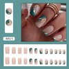 Nude Press on Nails Medium Coffin Fake Nails Green French