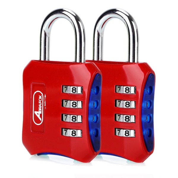 ABRAFOX Padlocks, Heavy Duty 4-Digit Re-settable Combination Codes Locks, Luggage