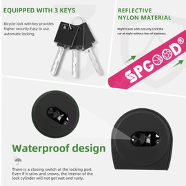 Spgood Bicycle Lock with 3 Keys, Anti-Theft Bicycle Chain Lock 90 cm, High Security Bicycle Lock with Waterproof Cover for Bicycle/E-Bike/Motorcycle/Cargo Bike/Pram (Pink)