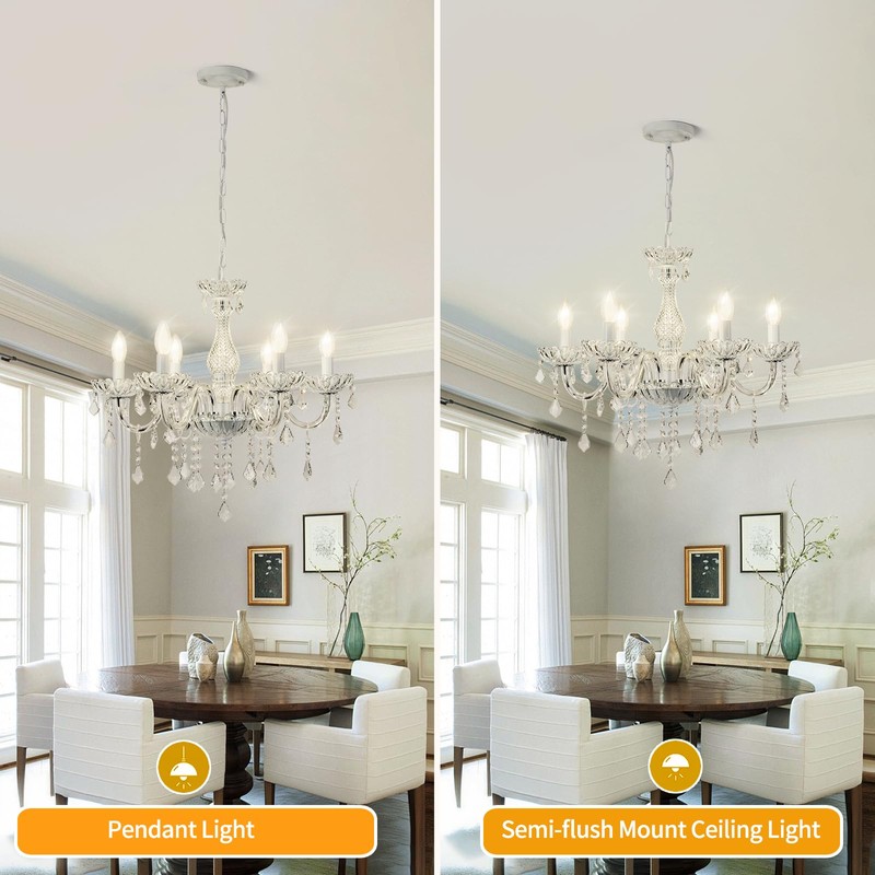 AOLALA 6 Lights K9 Crystal Chandelier Hanging Pendant Light Fixture,