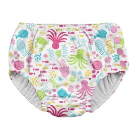 Snap Reusable Absorbent Swimsuit Diaper-White Sea Pals-12mo