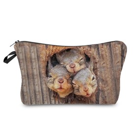 Livel lhood Squirrel Cosmetic Bag for Women Cute Small Organizer Bag for Purse Travel Toiletry Zipper Pouch Gift for Sisters Squirrel Makeup Bag for Her