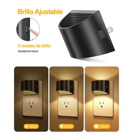 Ufanore Luz de Noche, 2 Paquete Luz Nocturna Enchufable con Sensor de Anochecer a Amanecer, Brillo Ajustable, Blanco Suave 3000K, Lámpara de Noche Niños/Bebé Para Baño, Pasillo, Recámara, Escalera