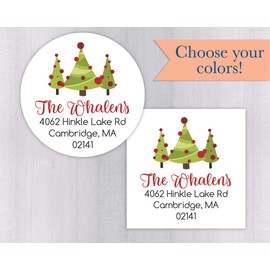 Christmas Address Stickers, Christmas Tree Return Address Labels (#046-WH)