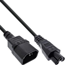 InLine Power Cable C14 Coupling to C5 Plug, Power Cable for Laptop, Projector, Power Supplies, Moulded Plugs, Black, 1 m, 16551