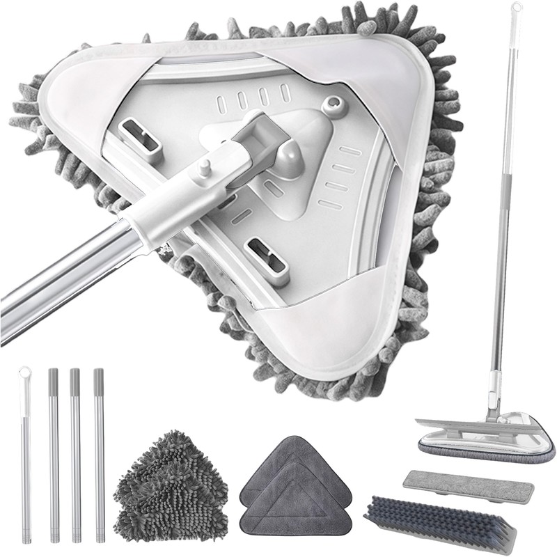 7-in-1 Triangle Mop Set with 7 Replaceable Heads and Adjustable