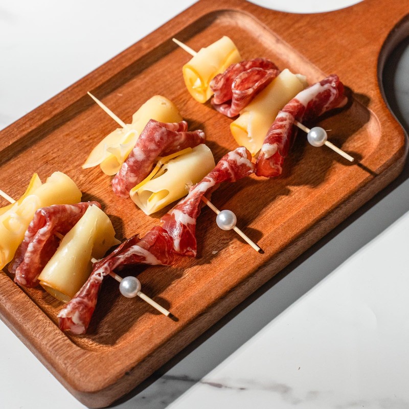 PuTwo Cocktail Picks Handmade Bamboo Toothpicks 4.7” White Pearl in