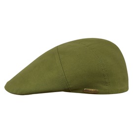 Sterkowski Model Ivy Five | 100% Combed Cotton Flat Cap for Men and Women | Lightweight Hand Stitched Classic Flat Cap, Green Olive, 59