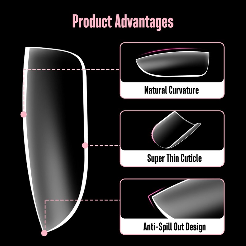 NOVO OVO Nail Tips for Men, Extra Short Wide Full