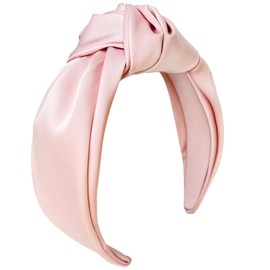 KOVOLITU Pink Wide Knotted Headbands for Women Fashion Headband Non Slip Head Bands Satin Headband Hair Styling Accessories Womens Sisters Girls Gifts